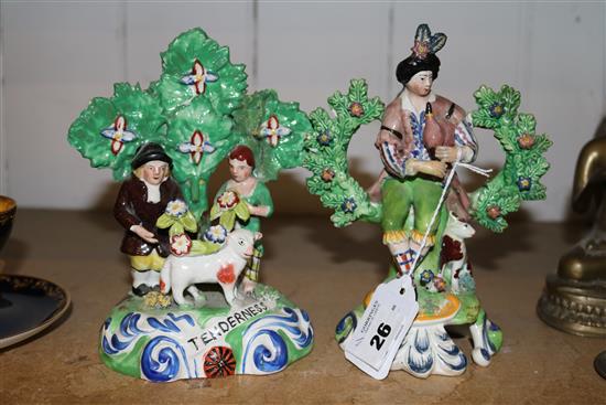 Two Staffordshire pottery bocage groups, 18.5cm, restorations